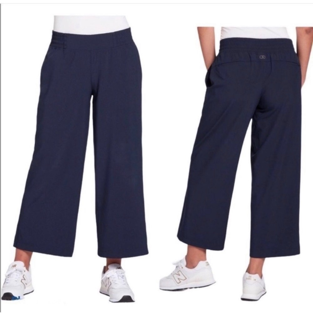 CALIA Women XXL Navy Blue Anywhere Cropped Wide Leg Pants WAX12161 Athleisure